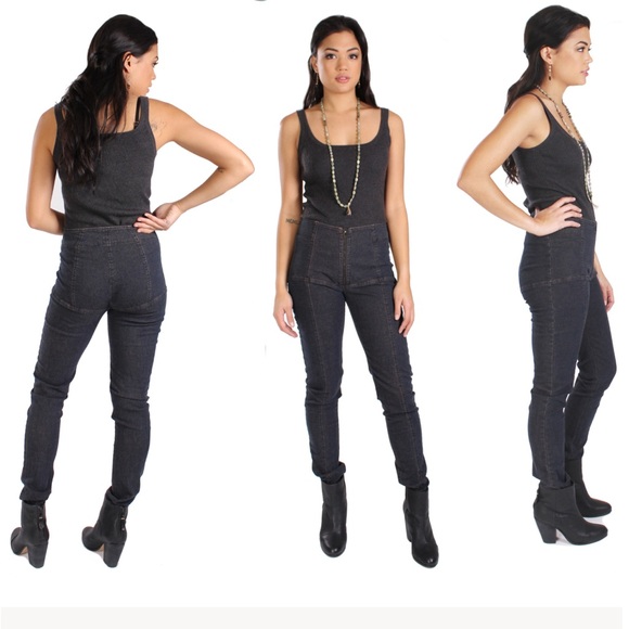 Prairie Underground Denim Girdle Ankle Length Legging Pants in Black, Size Large - Picture 2 of 12